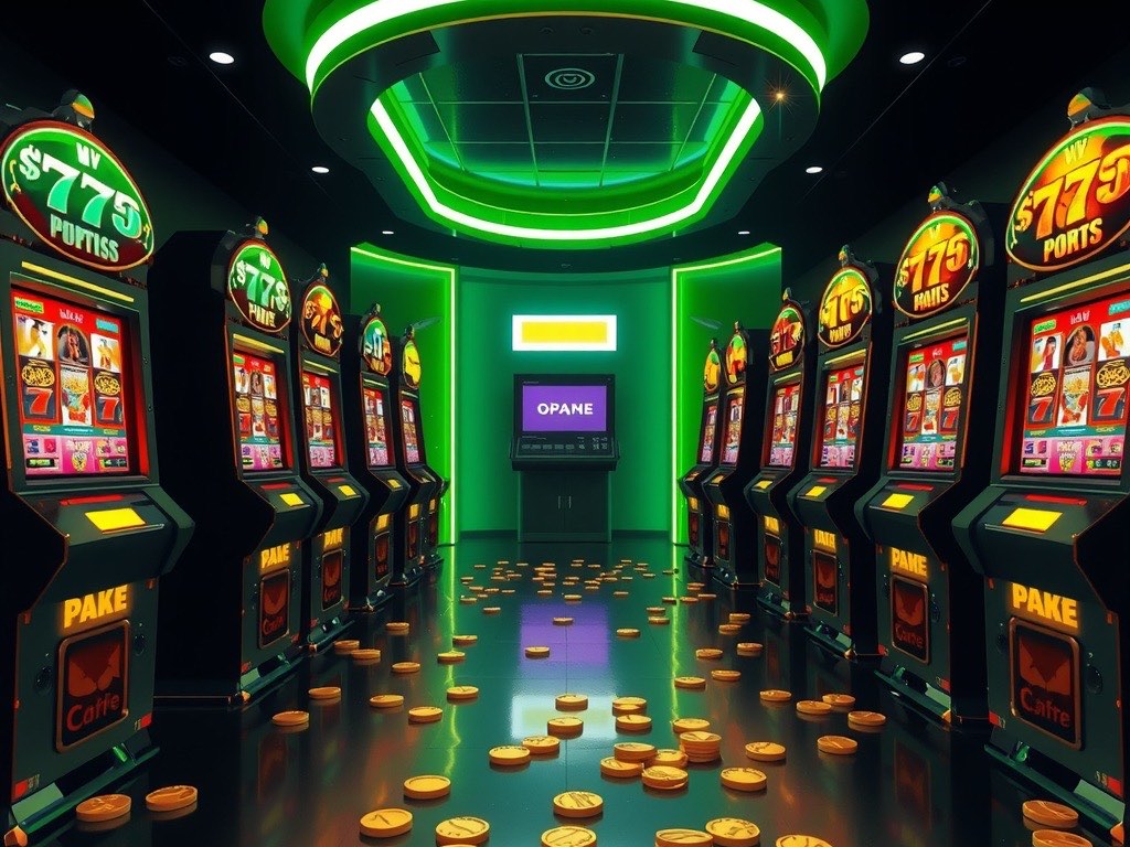Rows of glowing pokies cabinets on the WinMate88 Australia game floor
